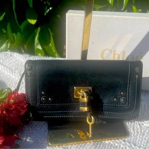 Chloe Paddington Black Leather Wallet with Lock & Key